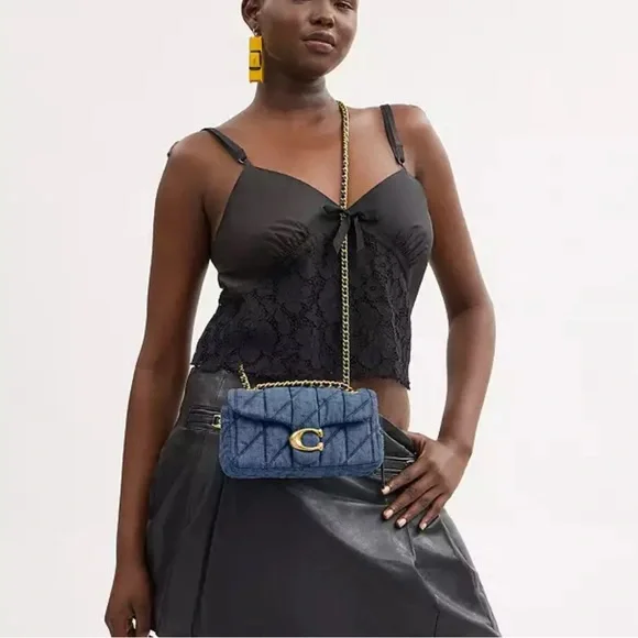 100% Authentic Coach Tabby Denim Shoulder bag 20 - Picture 6 of 8